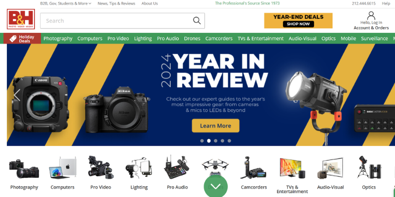 سایت B&hphorovideo_ یکی از بهترین فروشگاه های خرید دوربین ورزشی - تصویر 2