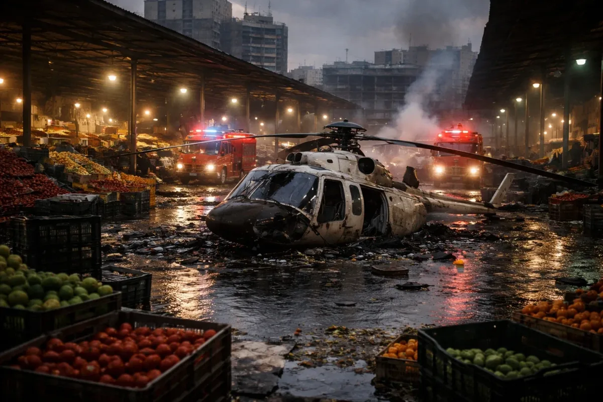 حادثه هوایی در قلب اصفهان؛ سقوط بالگرد در میدان تره‌بار
