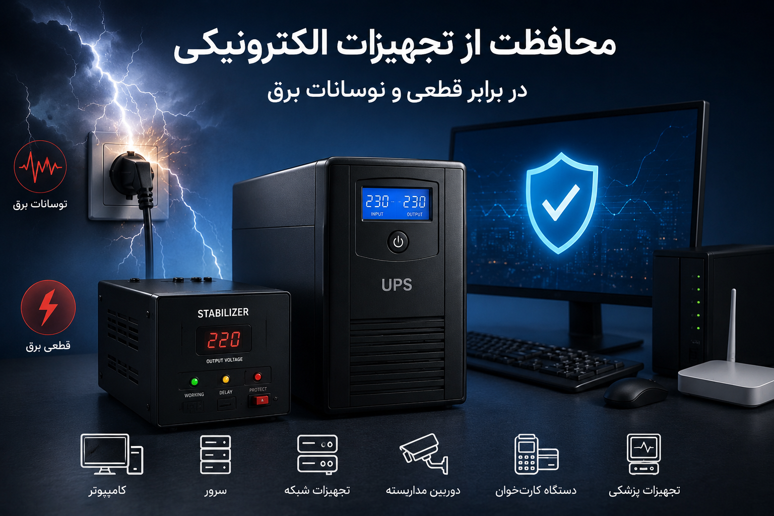چگونه از تجهیزات الکترونیکی در برابر قطعی و نوسانات برق محافظت کنیم؟